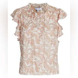 NWT Intermix Florance Flutter Sleeve Lace Up Blouse Pink Multi - S